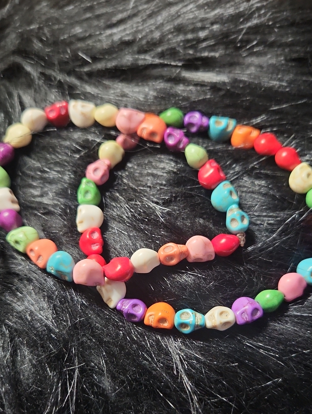 Colorful Skull Bead Necklace - Multicolor